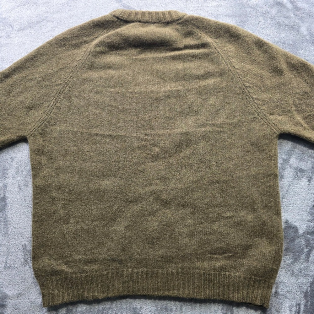J.Crew Sweater XL Olive Brown Mens Regular Fit 100% Wool Raglan Crewneck Knit - Picture 4 of 8